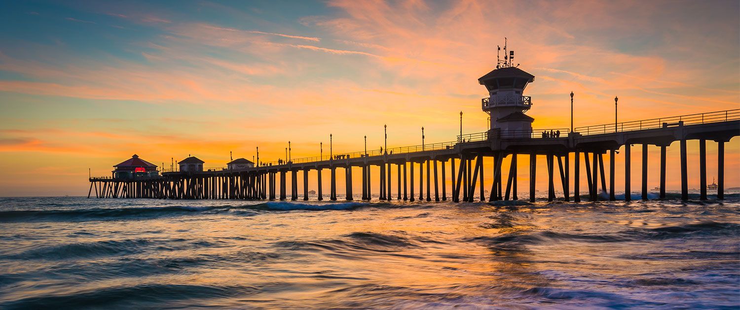 A beautiful view of the pier during the sunset.